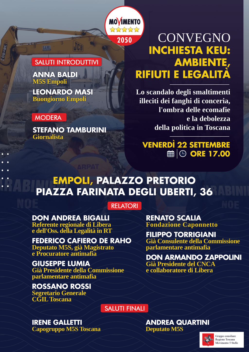 Convegno organizzato da M5S, “Inchiesta KEU: ambiente, rifiuti e legalità”